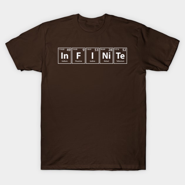 Infinite (In-F-I-Ni-Te) Periodic Elements Spelling T-Shirt by cerebrands